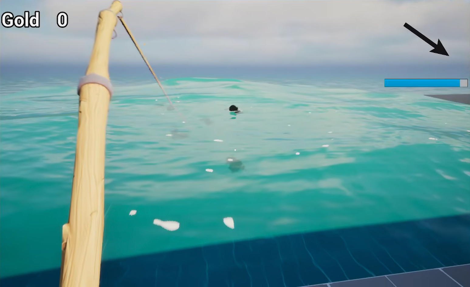 Fishing in Tidebound with directional rod movement and a tension indicator